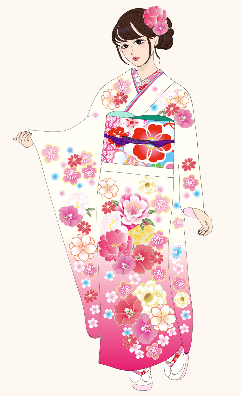 振袖女性イラスト